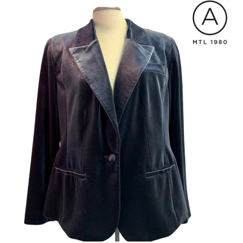 A MTL 1980 blue velvet blazer Sz 12 - Picture 9 of 9
